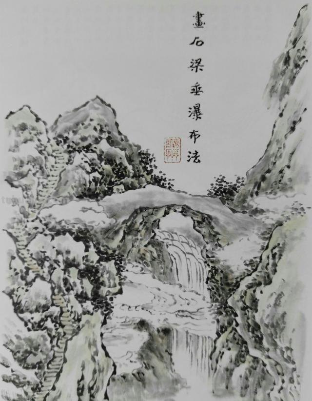 山水画15种画山泉瀑布波涛云海画法