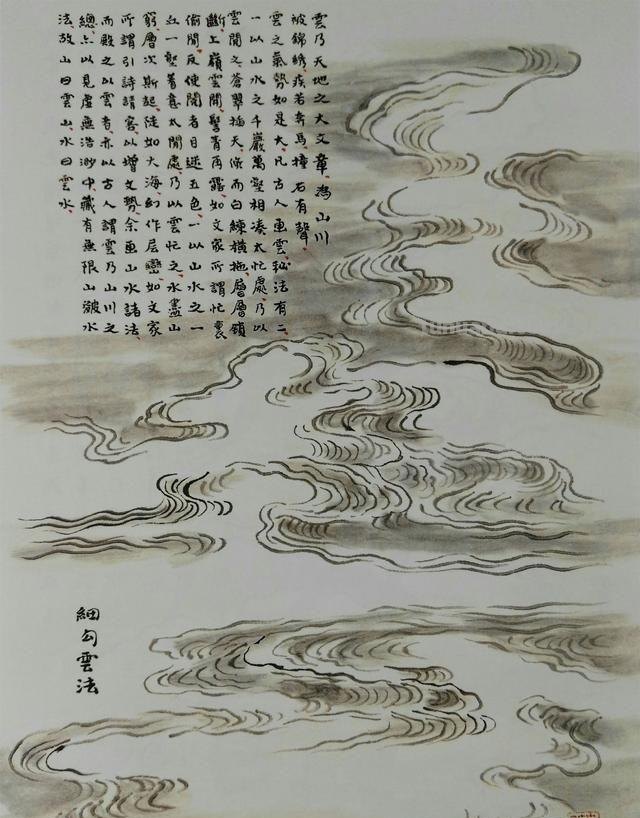 山水画15种画山泉瀑布波涛云海画法