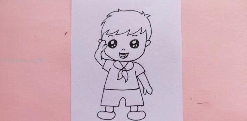 小学生怎么画简笔画 一年级男孩敬礼人物简画？