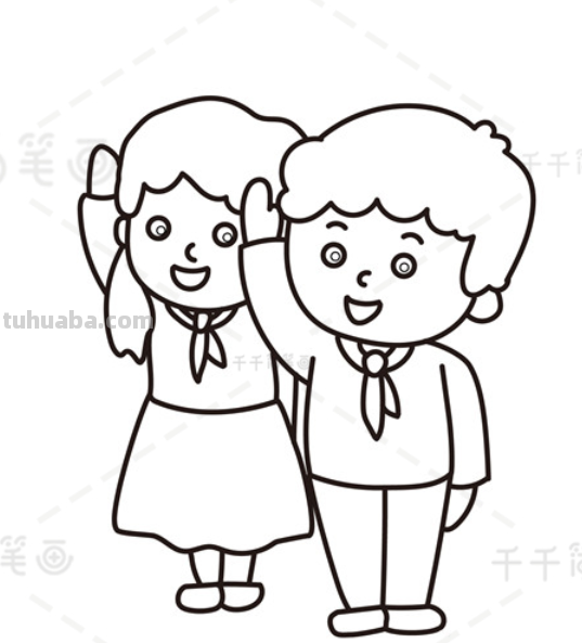 小学生怎么画简笔画 一年级男孩敬礼人物简画？