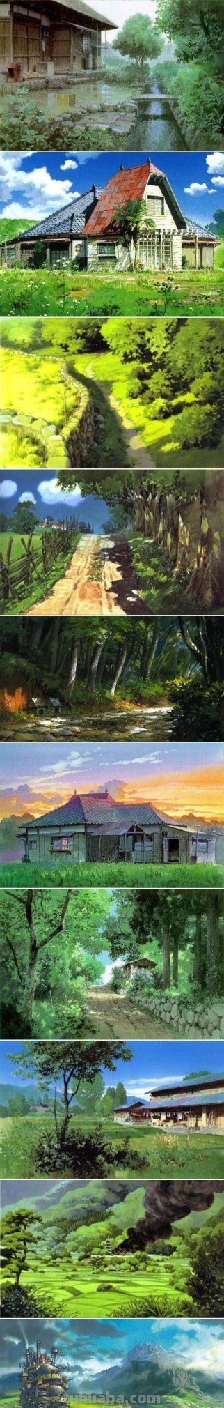 宫崎骏动漫中的那些风景插画，美得窒息