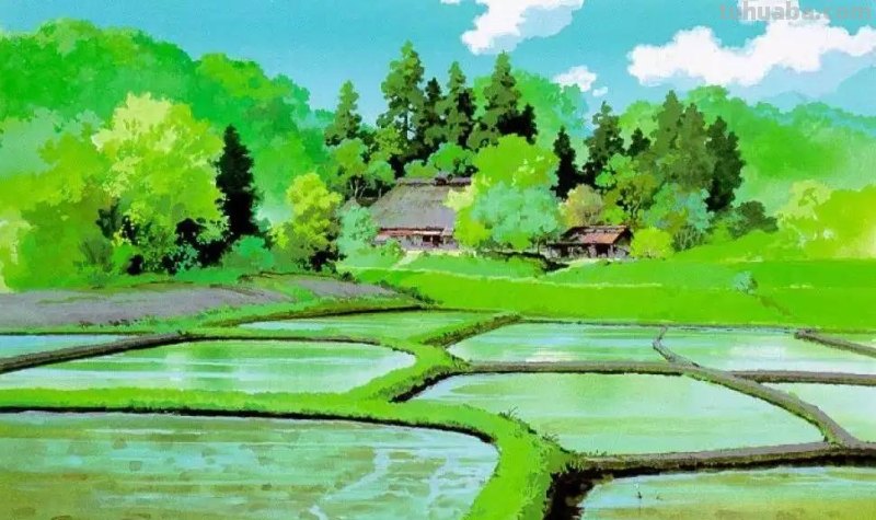 宫崎骏动漫中的那些风景插画，美得窒息
