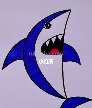 儿童简笔画精选-用数字 “4” 画鲨鱼(Shark)