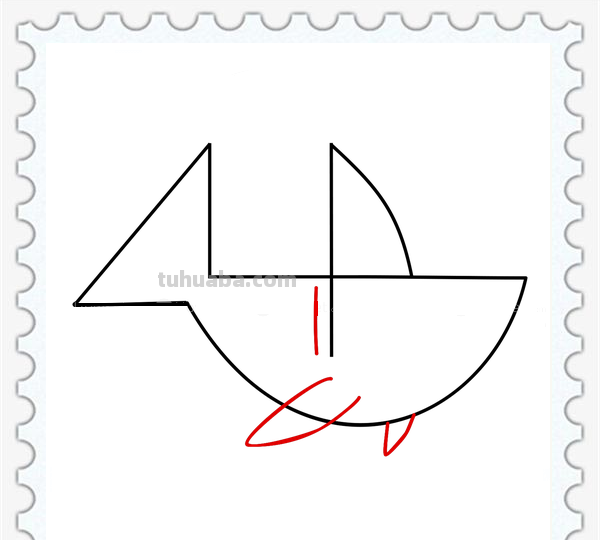 儿童简笔画精选-用数字 “4” 画鲨鱼（Shark）