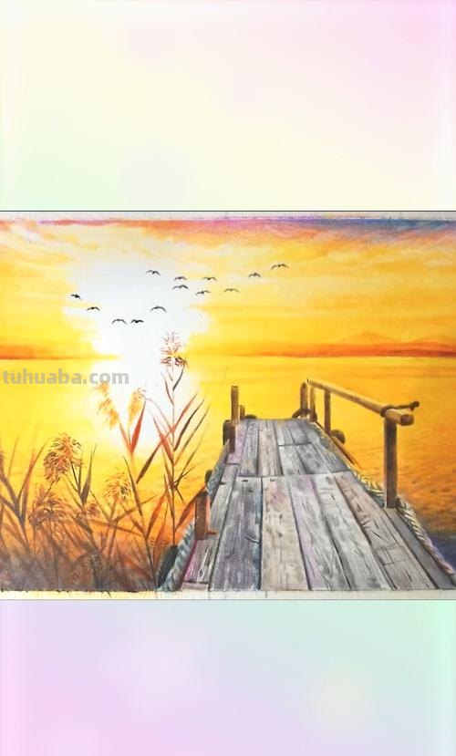 白天和黑夜彩铅画怎么画 日落，彩色铅笔绘画，详细步骤教程？