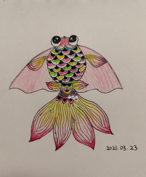 用彩铅画红头金鱼怎么画 金鱼风筝怎么用彩铅涂颜色?