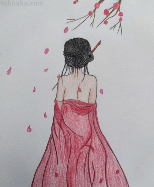 彩铅画古装人物女孩怎么画 公主背影画简单，彩铅？