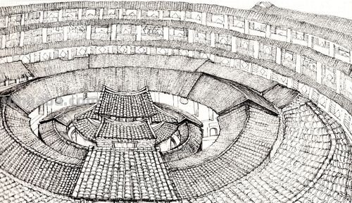 彩铅画的土楼怎么画 土楼外观的描写