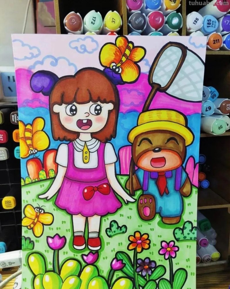 少儿创意美术30张，马克笔绘画、线描、装饰画应有尽有，果断收藏