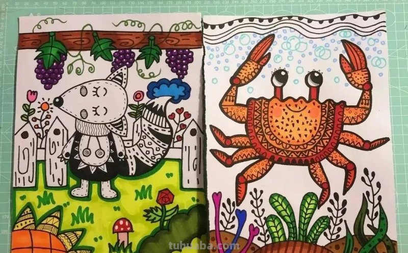 少儿创意美术30张，马克笔绘画、线描、装饰画应有尽有，果断收藏