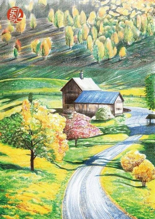 奶牛怎么画彩铅风景画 秋天彩铅风景画？