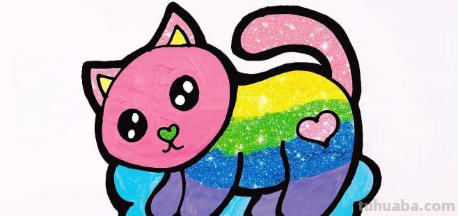 【涂画吧小编教你绘制色彩斑斓的猫咪画】 