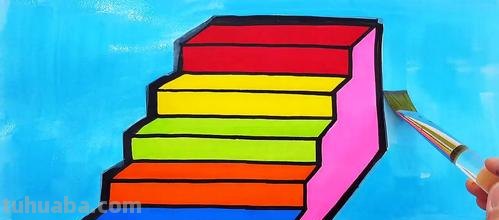彩铅画鞋子和楼梯怎么画 一步一步教画楼梯？