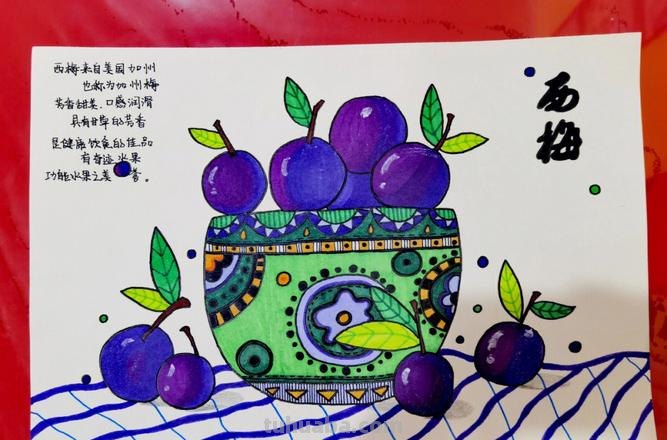 儿童画教程｜创意色彩绘画课程《趣画“奇迹水果”西梅》