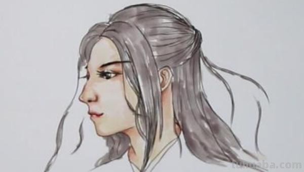 用彩铅画古装男生怎么画 铅笔画，画一位古代长发男子侧脸，古风男人？