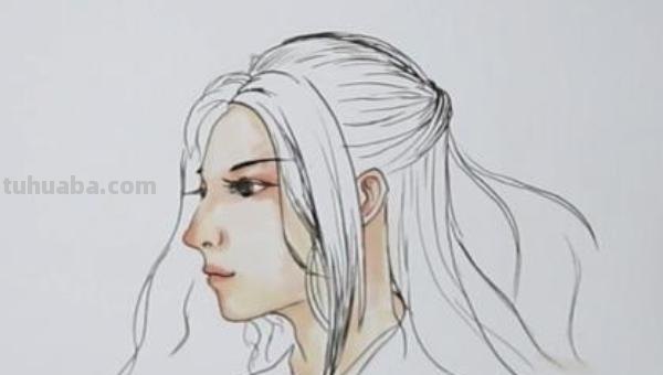 用彩铅画古装男生怎么画 铅笔画，画一位古代长发男子侧脸，古风男人？