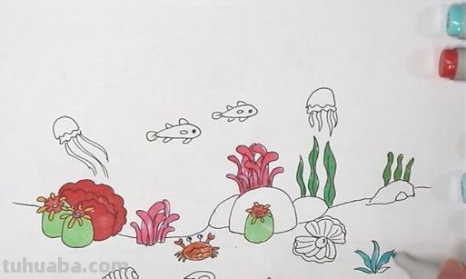 用彩铅画的珊瑚怎么画 单色系彩铅漫画简单？