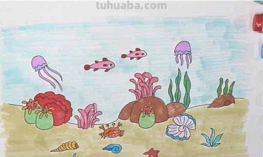 用彩铅画的珊瑚怎么画 单色系彩铅漫画简单？