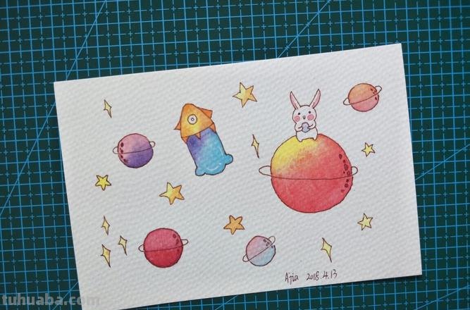 星球怎么画简笔画彩铅画 怎么用彩笔画宇宙？
