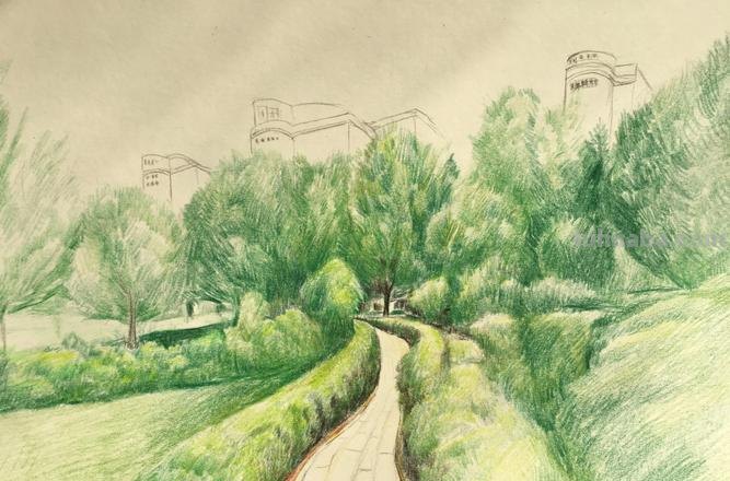 校园的风景彩铅画怎么画 校园画简单又漂亮？