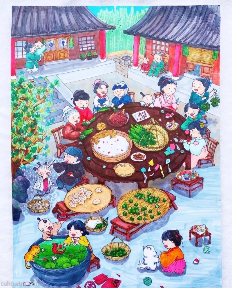 38张幸福新时代生活主题画，学生作业必备参考素材！