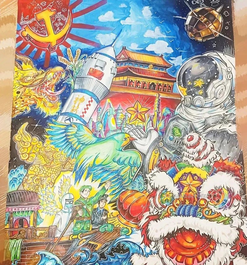 38张幸福新时代生活主题画，学生作业必备参考素材！