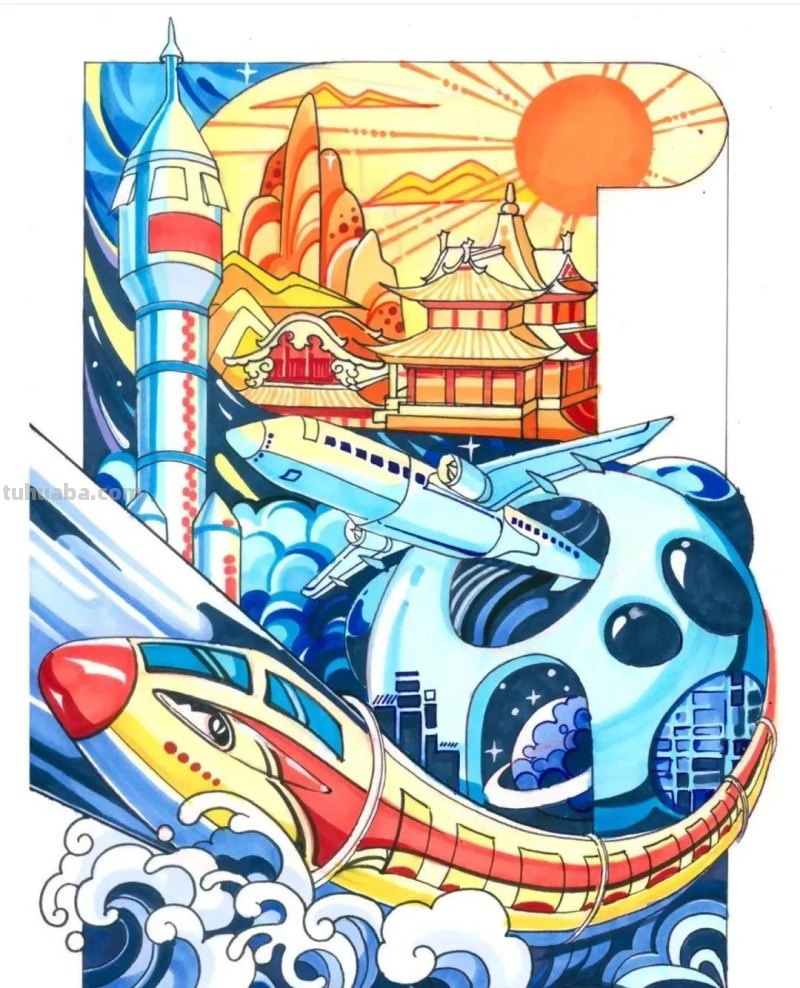 38张幸福新时代生活主题画，学生作业必备参考素材！