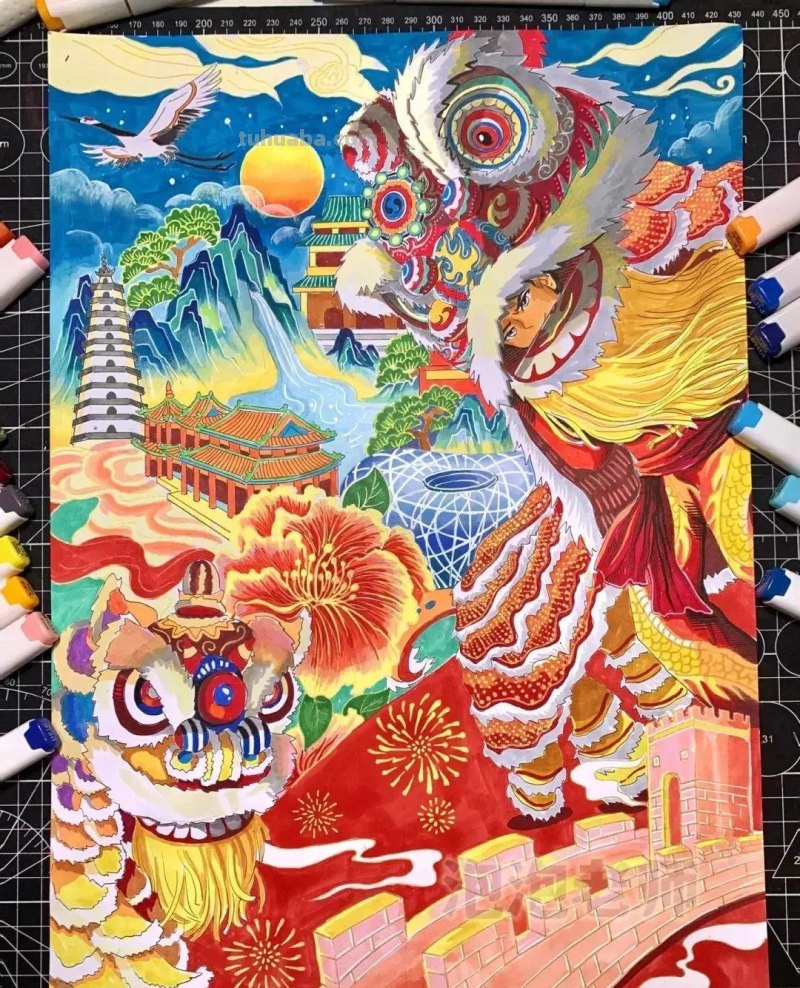 38张幸福新时代生活主题画，学生作业必备参考素材！