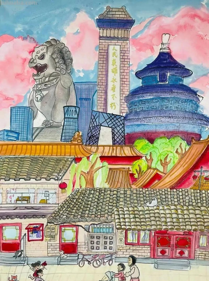 38张幸福新时代生活主题画，学生作业必备参考素材！