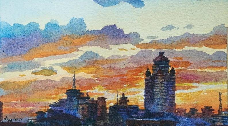 速写夕阳云 黄昏的云朵怎么描写？