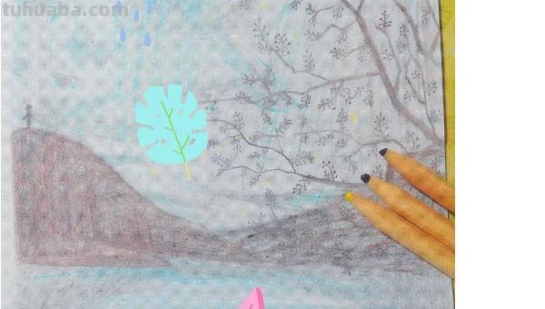 彩铅画明朗的傍晚怎么画 日落，彩色铅笔绘画，详细步骤教程？