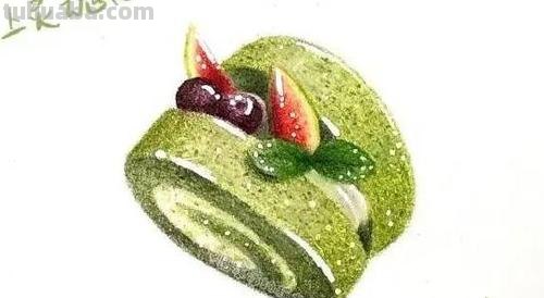 彩铅画绿色的蛋糕怎么画 蛋糕画画教程？