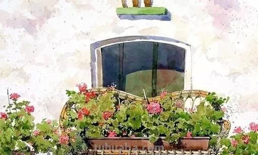9张极具美感与意境的窗户水彩画插画作品欣赏