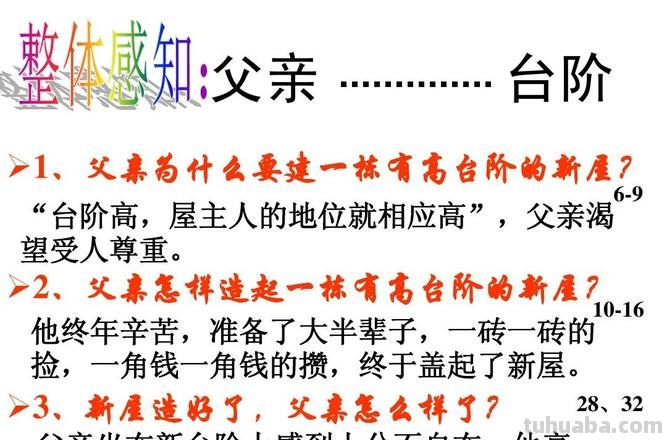 台阶文章思维导图怎么画 在《台阶》一文中,“新台阶砌好了”,为什么父亲反而处处感到“不对劲”了?