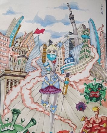 疫情期间速写 祈福武汉战胜疫情的儿童画怎么画？