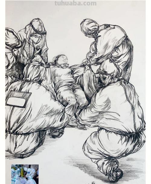 冠状病速写 抗疫素描绘画作品？