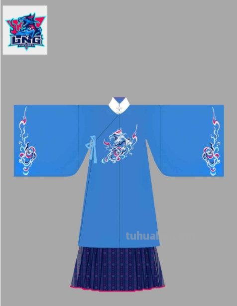 AI绘画国风美女青蓝色服饰第6组，可以作为现代汉服设计的思路哦
