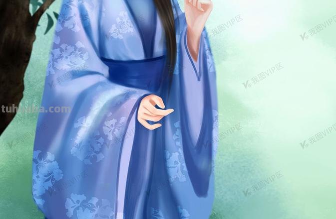 AI绘画国风美女青蓝色服饰第6组，可以作为现代汉服设计的思路哦