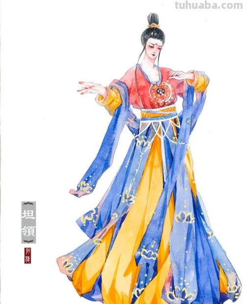 AI绘画国风美女青蓝色服饰第6组，可以作为现代汉服设计的思路哦