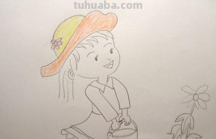 彩铅画怎么画简单图案女孩 如何画浇花的小女孩？