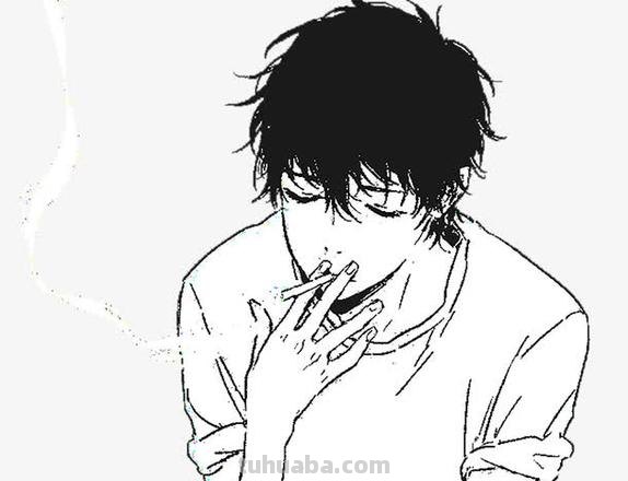 男抽烟速写 有没有这个图片对应的动漫男生抽烟图啊？