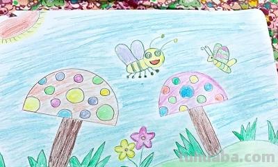 儿童画彩铅蘑菇怎么画 一笔一步教画蘑菇蔬菜？