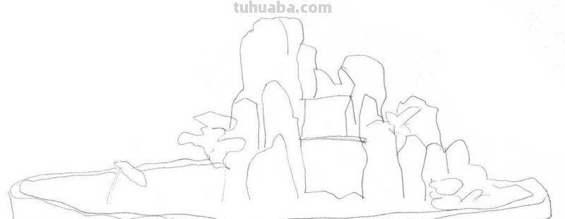 假山怎么画简笔画图片 简易铅笔假山画？