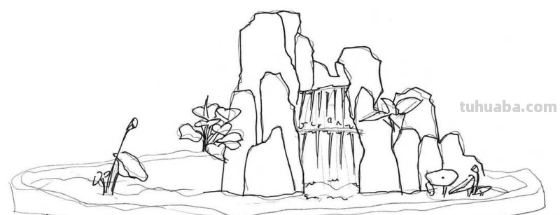 假山怎么画简笔画图片 简易铅笔假山画？