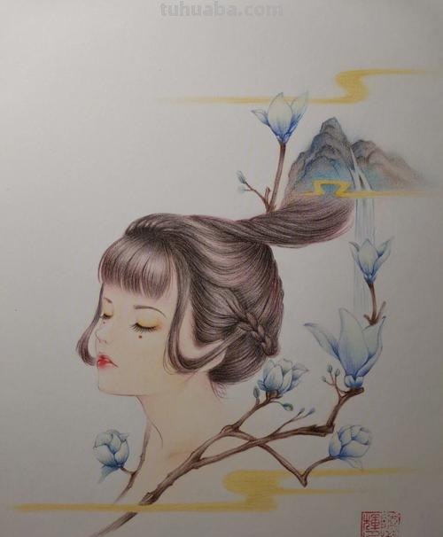 画什么画简单又好看彩铅 用彩铅画画简单古风公主?