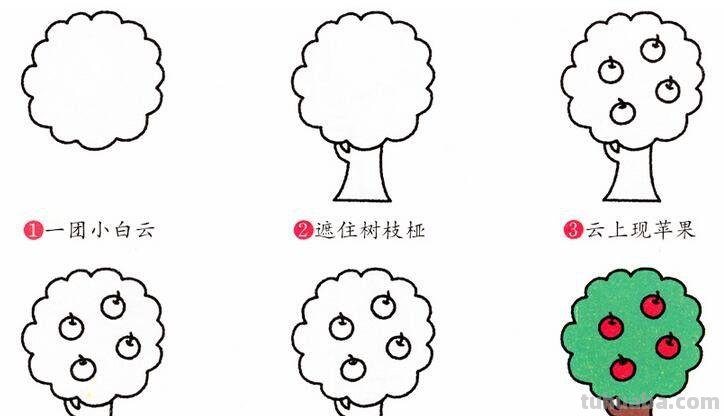 苹果树怎么画 简笔画 苹果树儿童画?