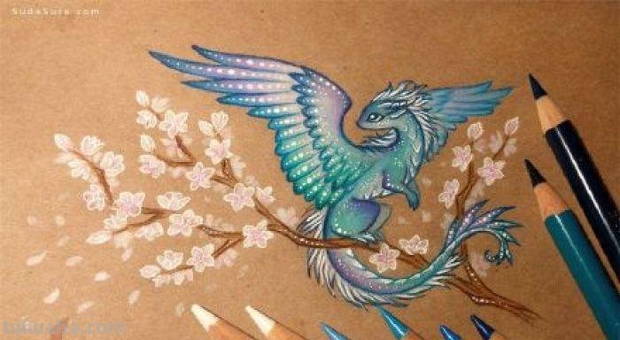 大鹏展翅怎么画彩铅画 怎么用彩铅画龙和凤凰?