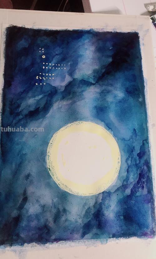 月亮穿过云层彩铅画怎么画 怎样用铅笔画星空~？