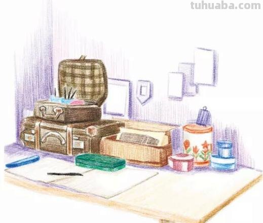 用彩铅画桌子图片怎么画 一年级画桌子？