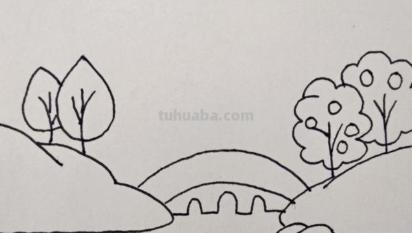 彩铅画怎么画风景桥 怎么手绘小桥流水山水风景简笔画？